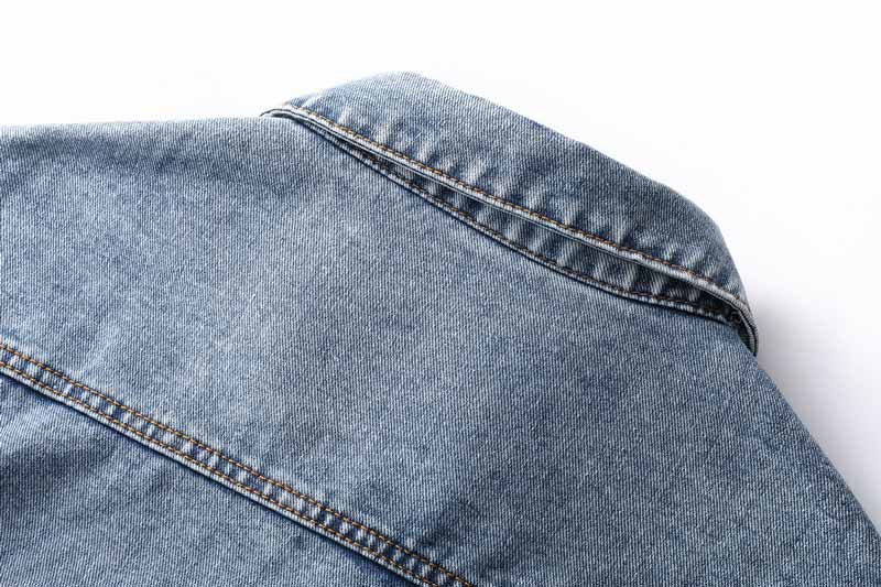 Women Clothing Blue Denim Jacket Beaded Pearls Loose Plue Size Boy Friend Lady Jeans Jacket 