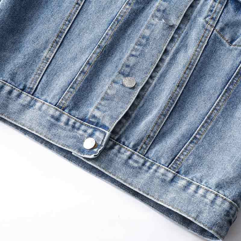 Women Clothing Long Sleeve Spring Fall Denim Jacket Plain Blue Boy Friend Skinny Lady Girls' Jeans Jacket