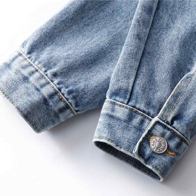 Women Clothing Long Sleeve Spring Fall Denim Jacket Plain Blue Boy Friend Skinny Lady Girls' Jeans Jacket