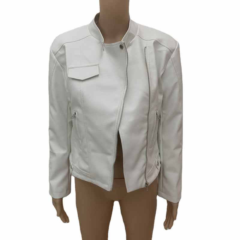 Women Lined PU Leather Jackets Fall Winter Long Sleeve Faux Leather Slim Fit Zipper Lady's Motorcycle Jacket