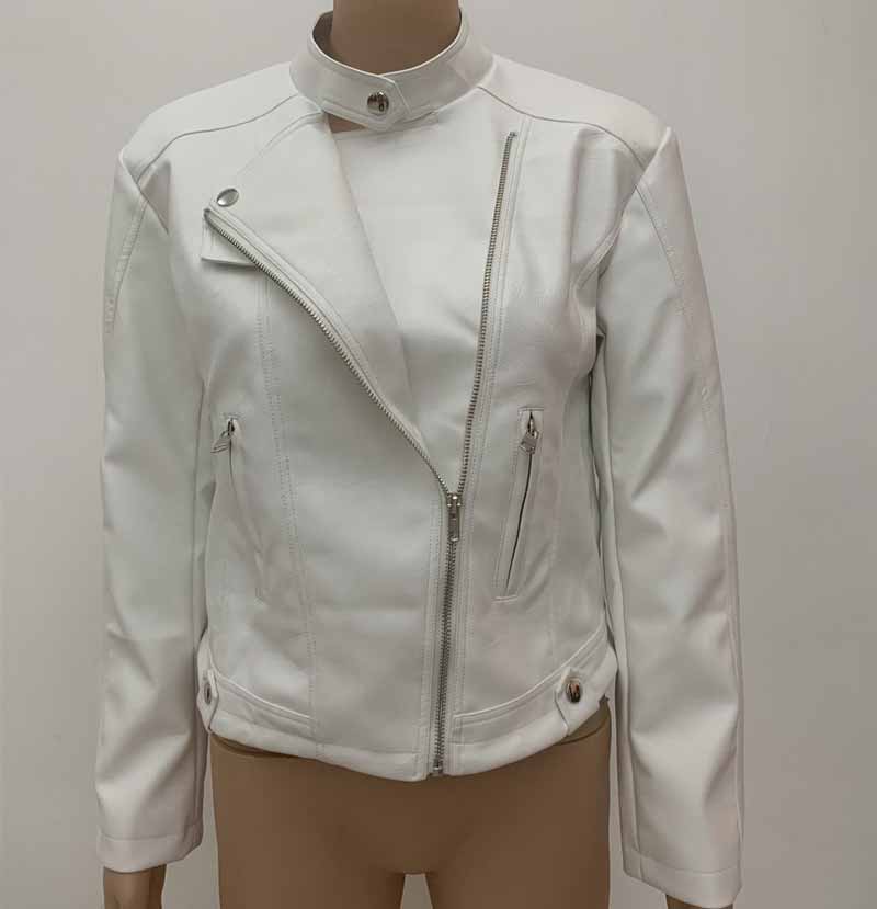 Women Lined PU Leather Jackets Fall Winter Long Sleeve Faux Leather Slim Fit Zipper Lady's Motorcycle Jacket