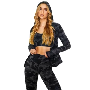Women Sweat Tube Bras Hoodie Jacket Pants