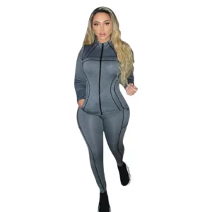 Cotton Women's Sportswear Fashion Slim Fit Cardigan Sweatshirt Jogging Pants Yoga Two Piece Set Lady's Sweatsuit