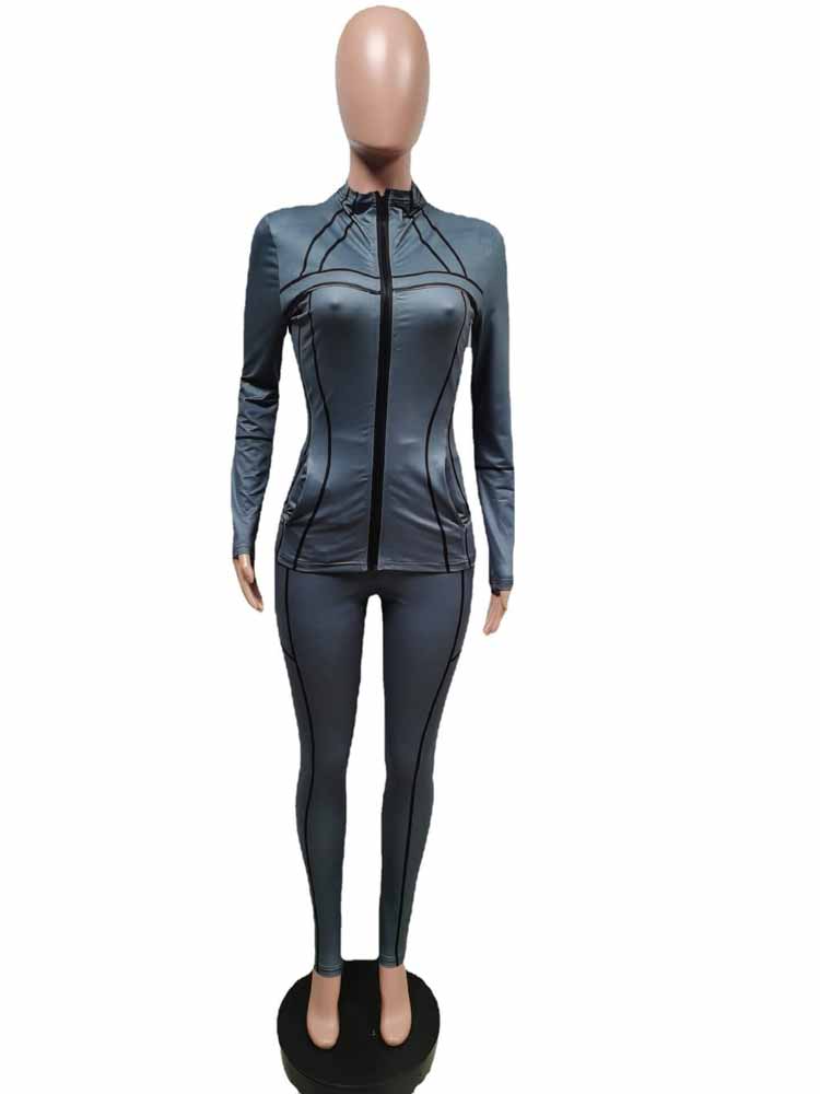 Cotton Women's Sportswear Fashion Slim Fit Cardigan Sweatshirt Jogging Pants Yoga Two Piece Set Lady's Sweatsuit 